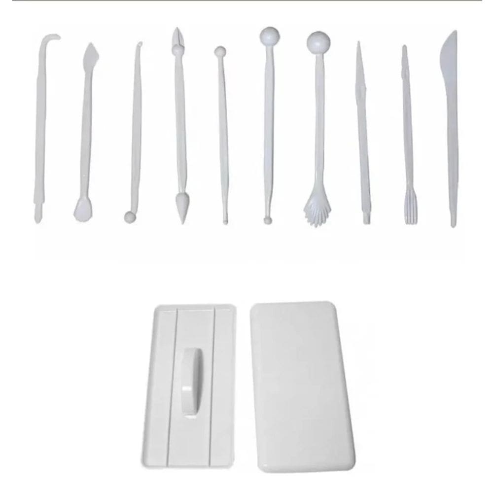 Kit 8 Estecas + Alisador Pasta Americana Fondant