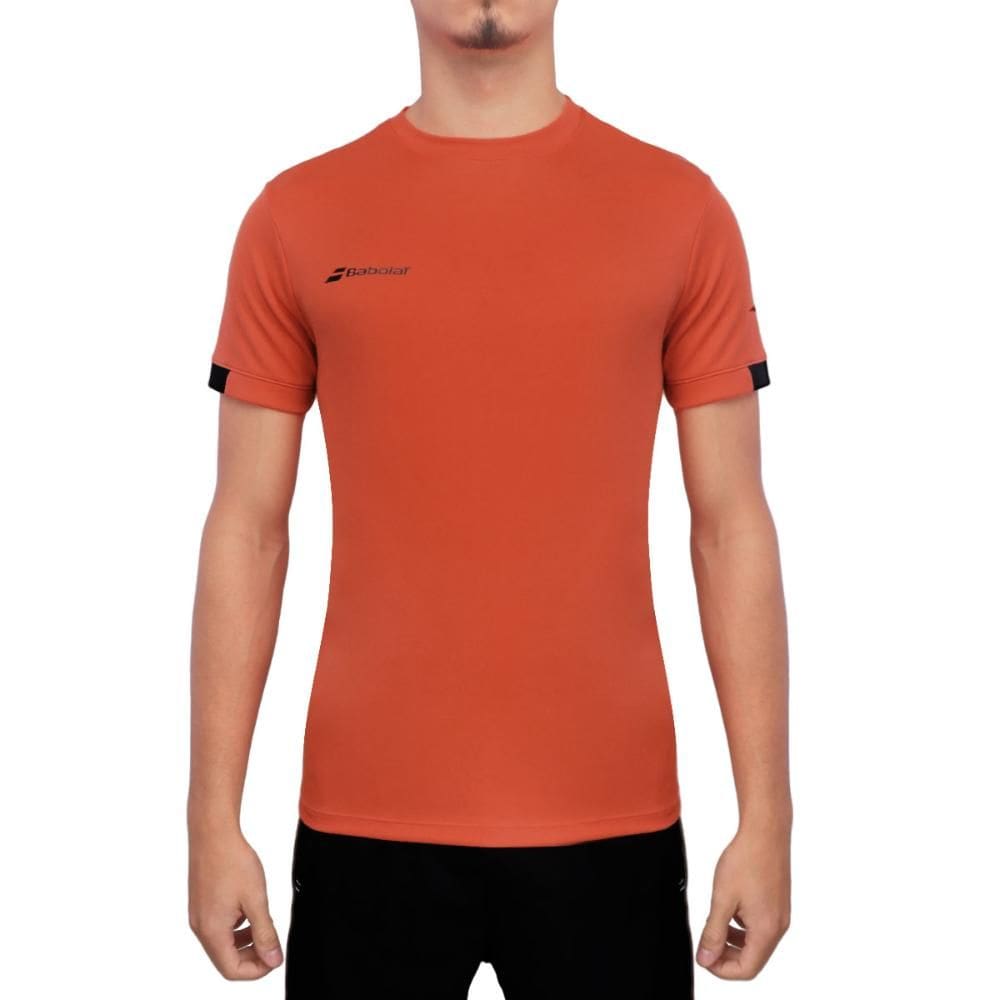Camiseta Babolat Play Neck Tee Laranja e Preta