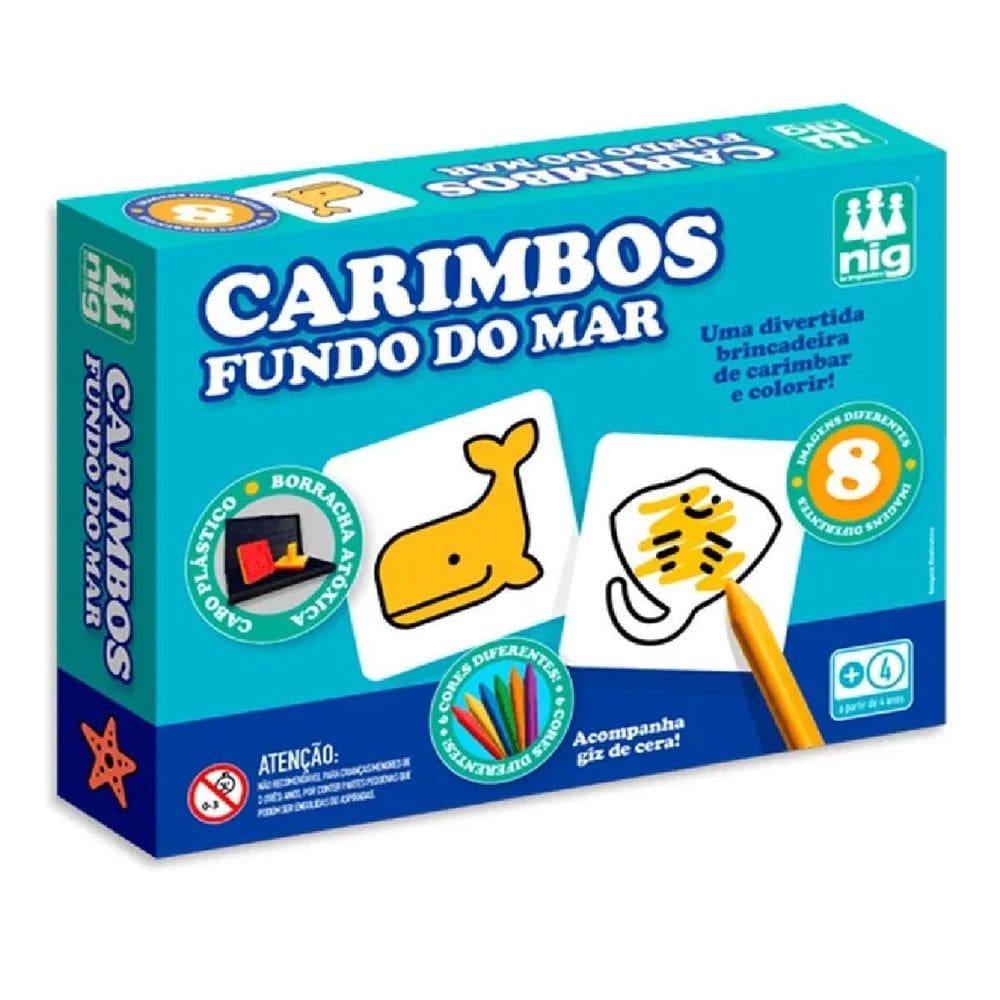 Brinquedo Educativo Carimbos Fundo Do Mar Com Giz De Cera