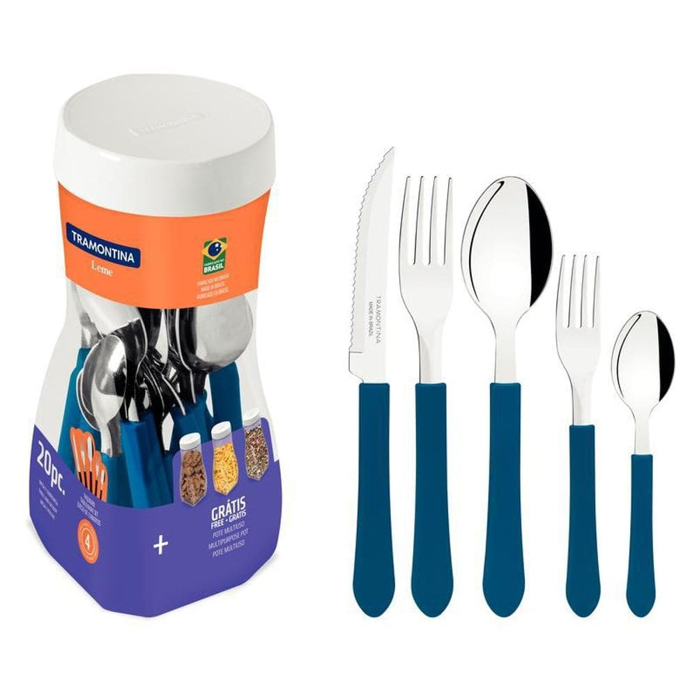 Faqueiro Inox 20 Peças Leme Cabo Azul Tramontina