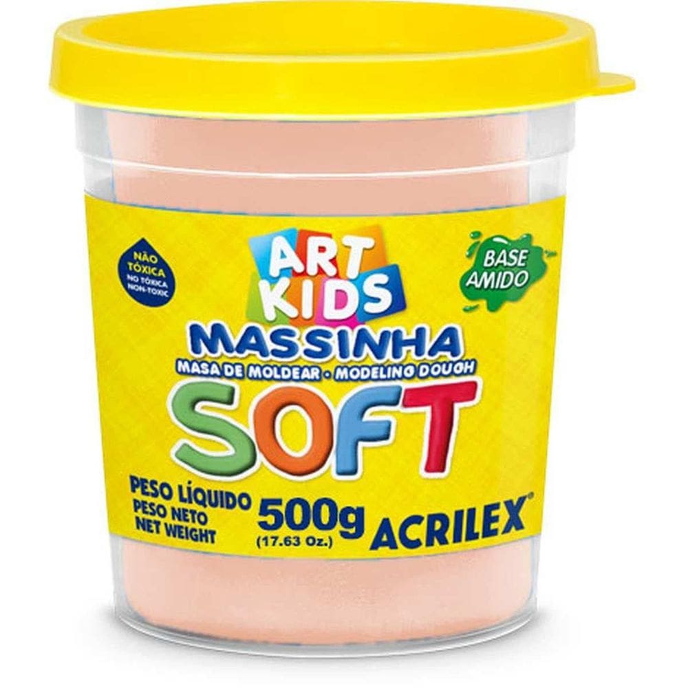 Massinha Soft Acrilex 500g - Amarelo Pele | Não Tóxica
