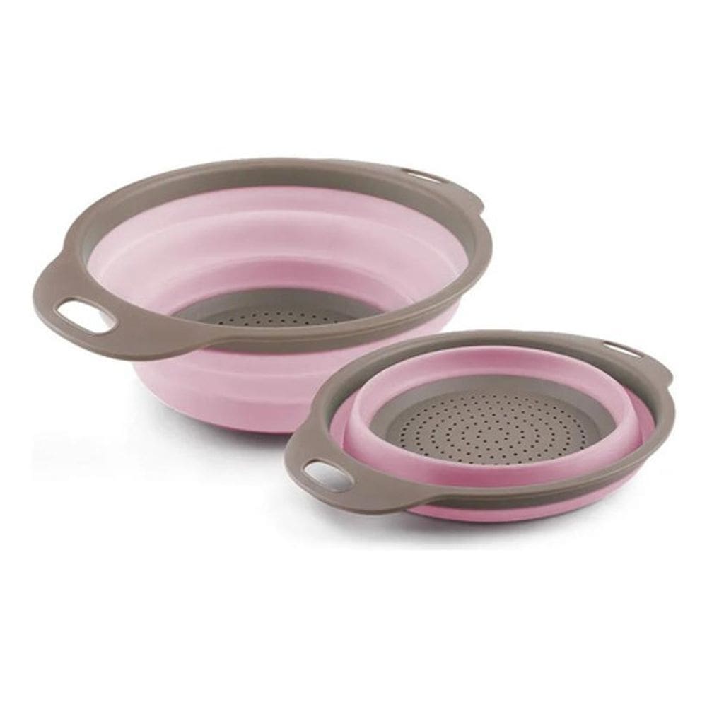 Escorredor Macarrão Legumes Retrátil Silicone - Rosa