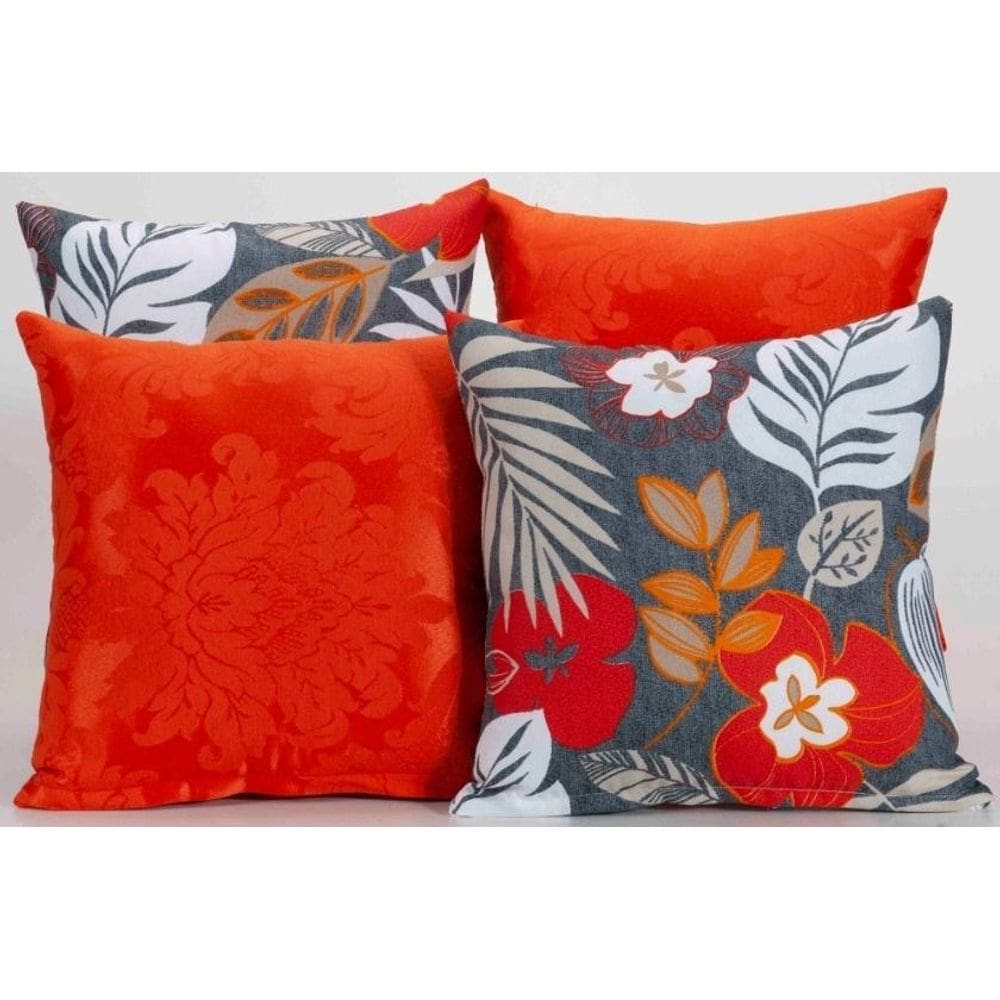 Kit 4 Almofadas Decorativas Para Sofá Estampa Laranja Floral