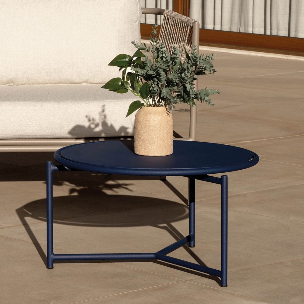 Mesa de Centro Baixa Ø60cm Refúgio Cabecasa Madeiramadeira Azul Micro