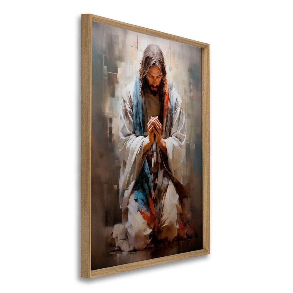 Quadro Decorativo Jesus em Oração 1 Tela 60x90cm para Decorar, Igreja, Sala, Quarto Hanover