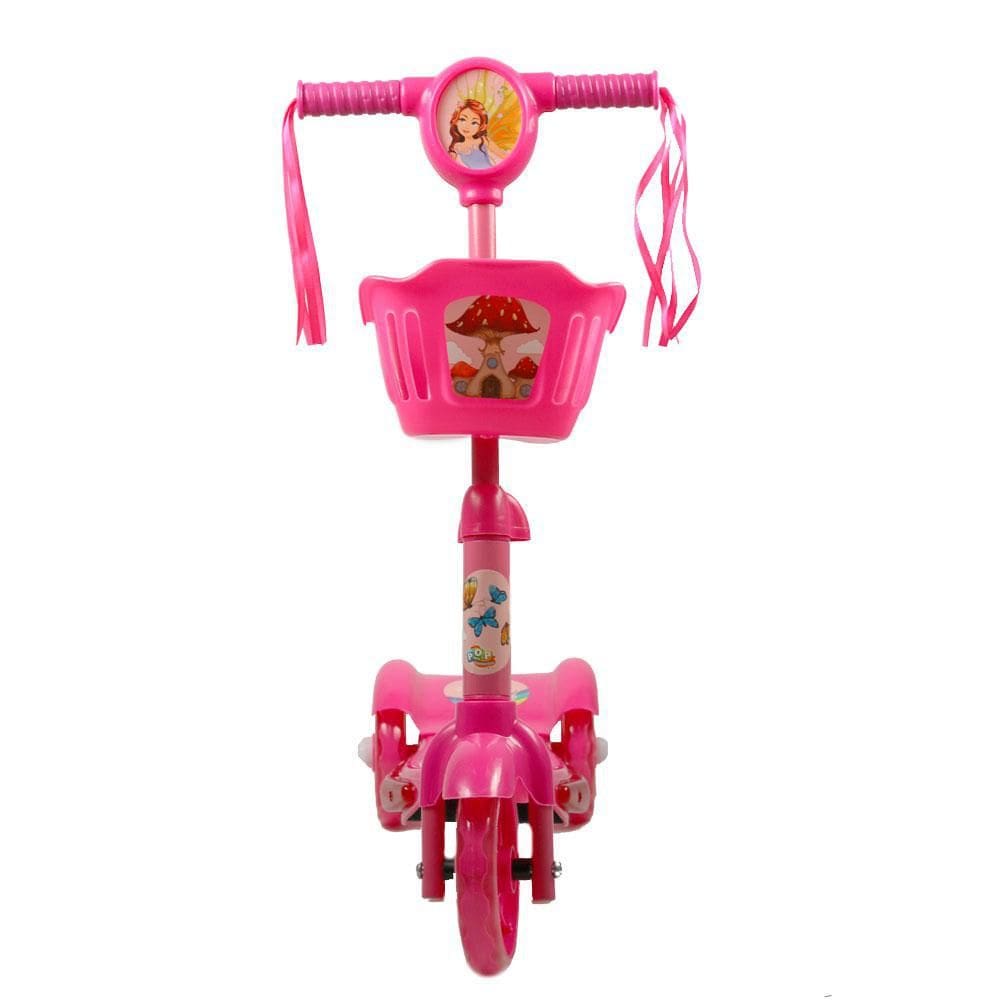 Patinete Para Criança Com 3 Rodas Musical Com Luzes Rosa