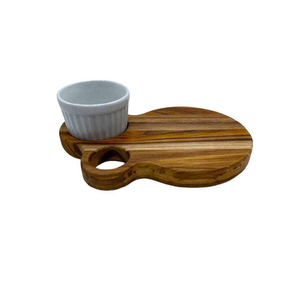 Tábua De Servir Hambúrguer Alça Argola Com Ramequim Branco