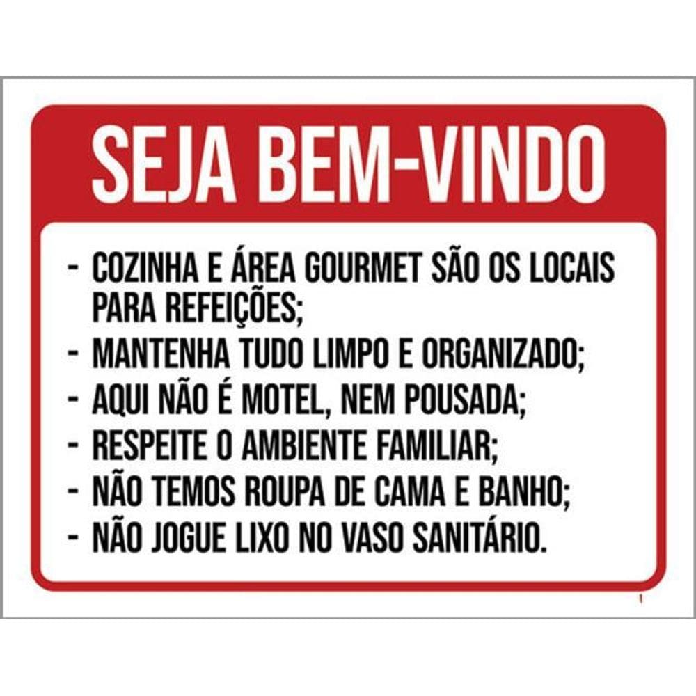 Kit 10 Placas Bem Bindo Regras Do Airbnb Cozinha Gourmet