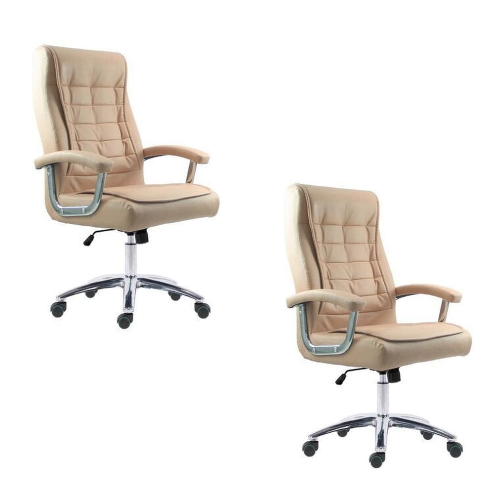 Kit 2 Cadeiras Big Mola Ensacada Escritório Pres Giratória em Couro com Nr17 Espresso Móveis Cinza