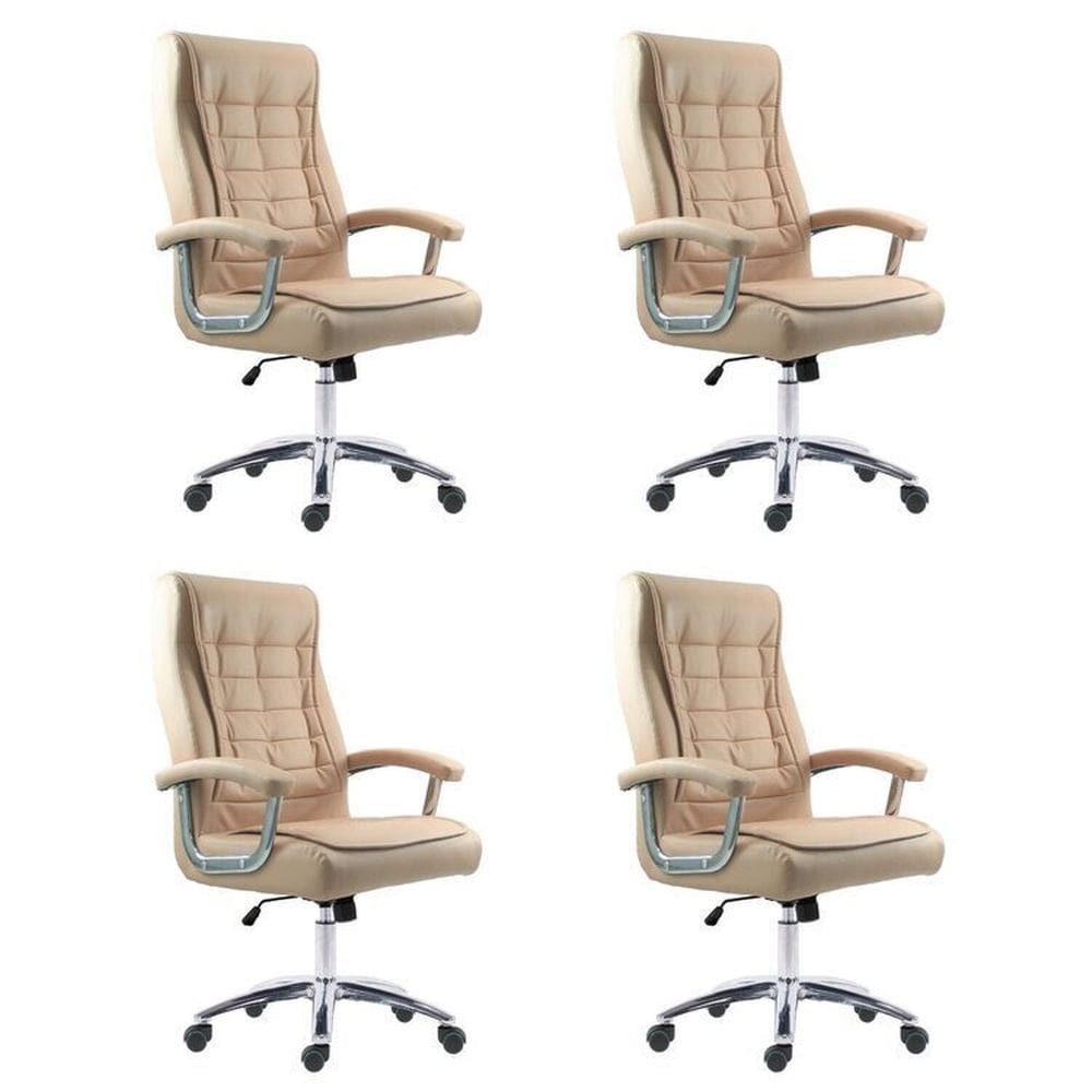 Kit 4 Cadeiras Big Mola Ensacada Escritório Pres Giratória em Couro com Nr17 Espresso Móveis Cinza