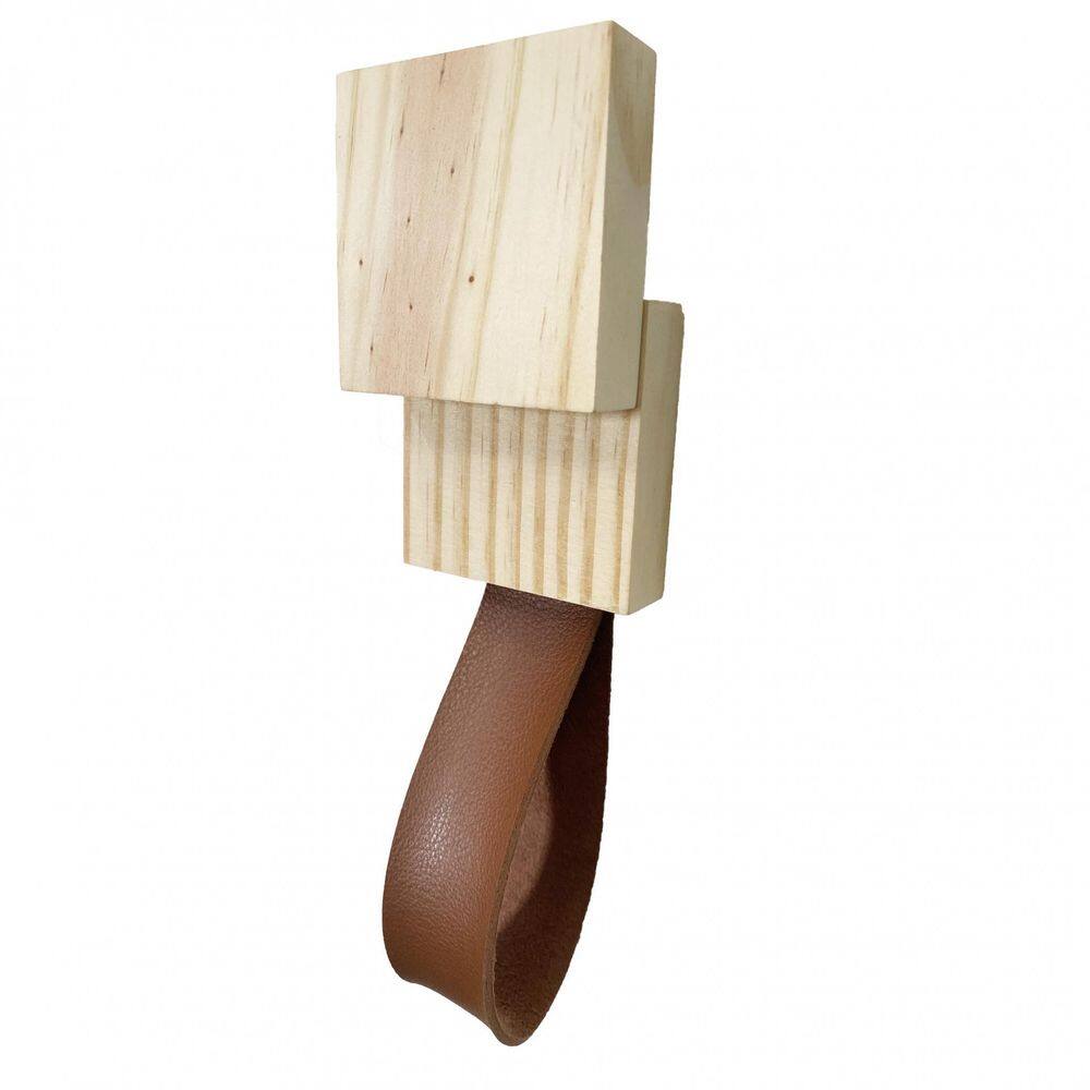 Gancho Pinus Quadrado Duplo Com Courino Caramelo