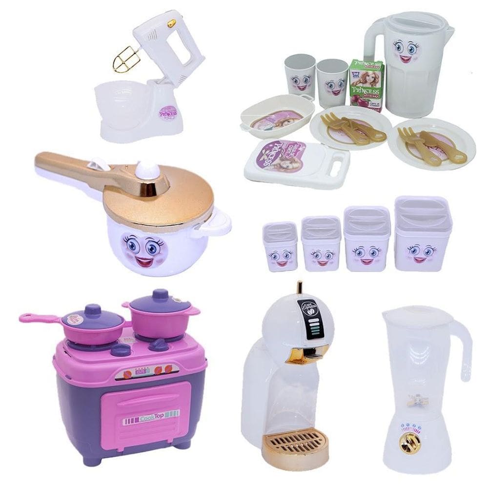 Brinquedo Cozinha Kit Fogão Panela Menina Jantar Pote 23P