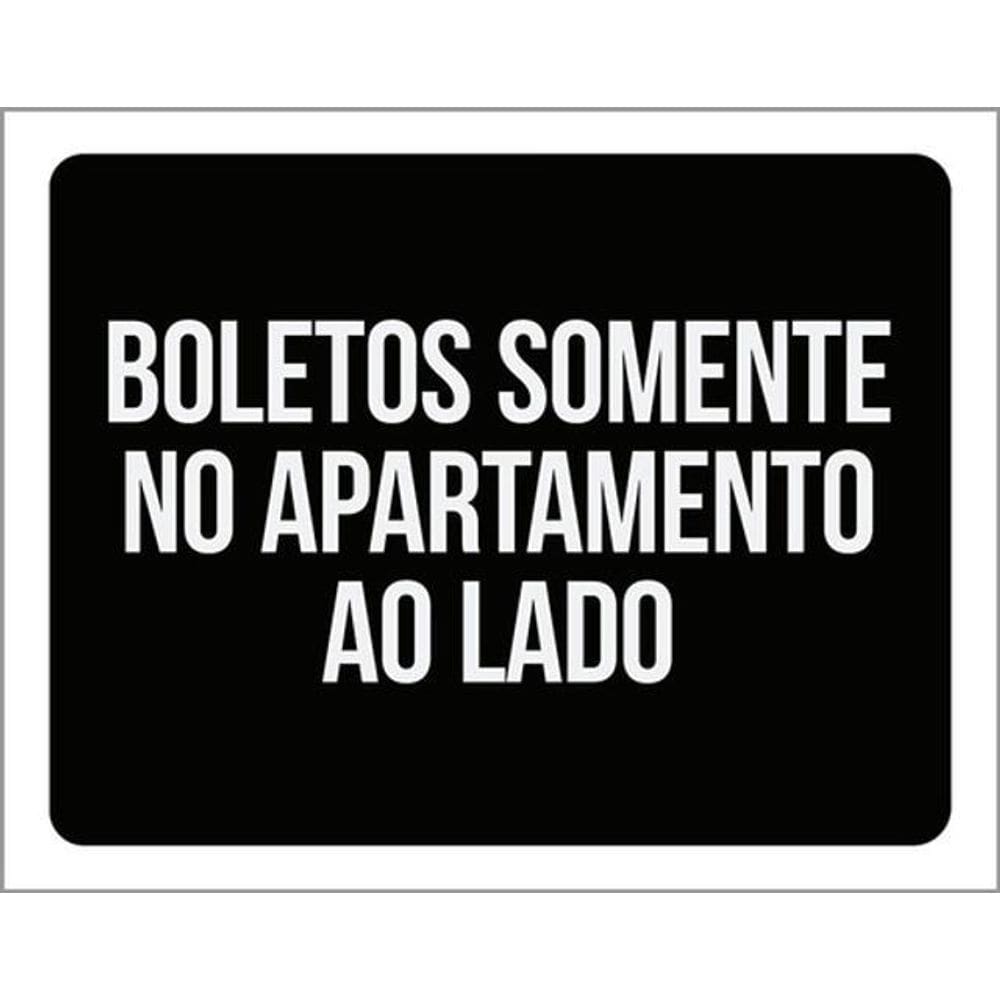 Kit 10 Placas Boletos Somente Apartamento Lado