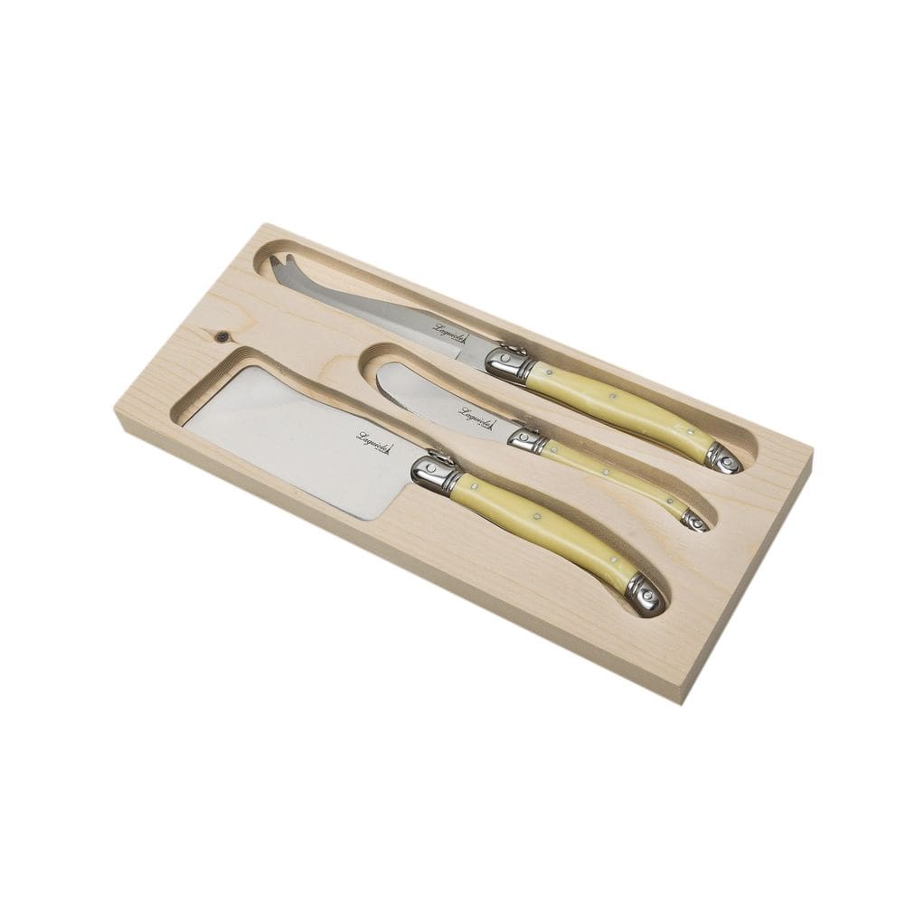 Conjunto De 3 Facas Queijo Laguiole La Tour Luxo - Marfim