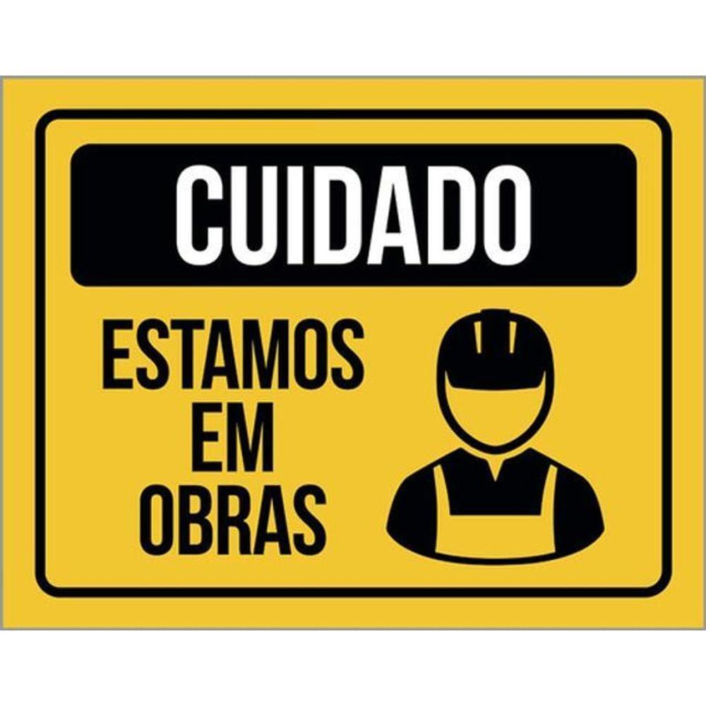Kit 5 Placas De Sinalização - Cuidado Estamos Em Obras
