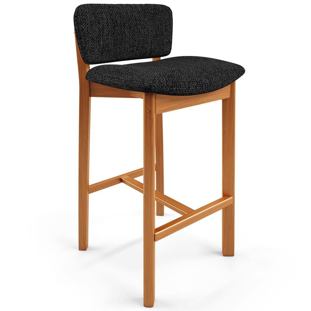 Banqueta Alta Para Cozinha Sala de Jantar Bar Dara L02 Linho Chumbo - Lyam Decor