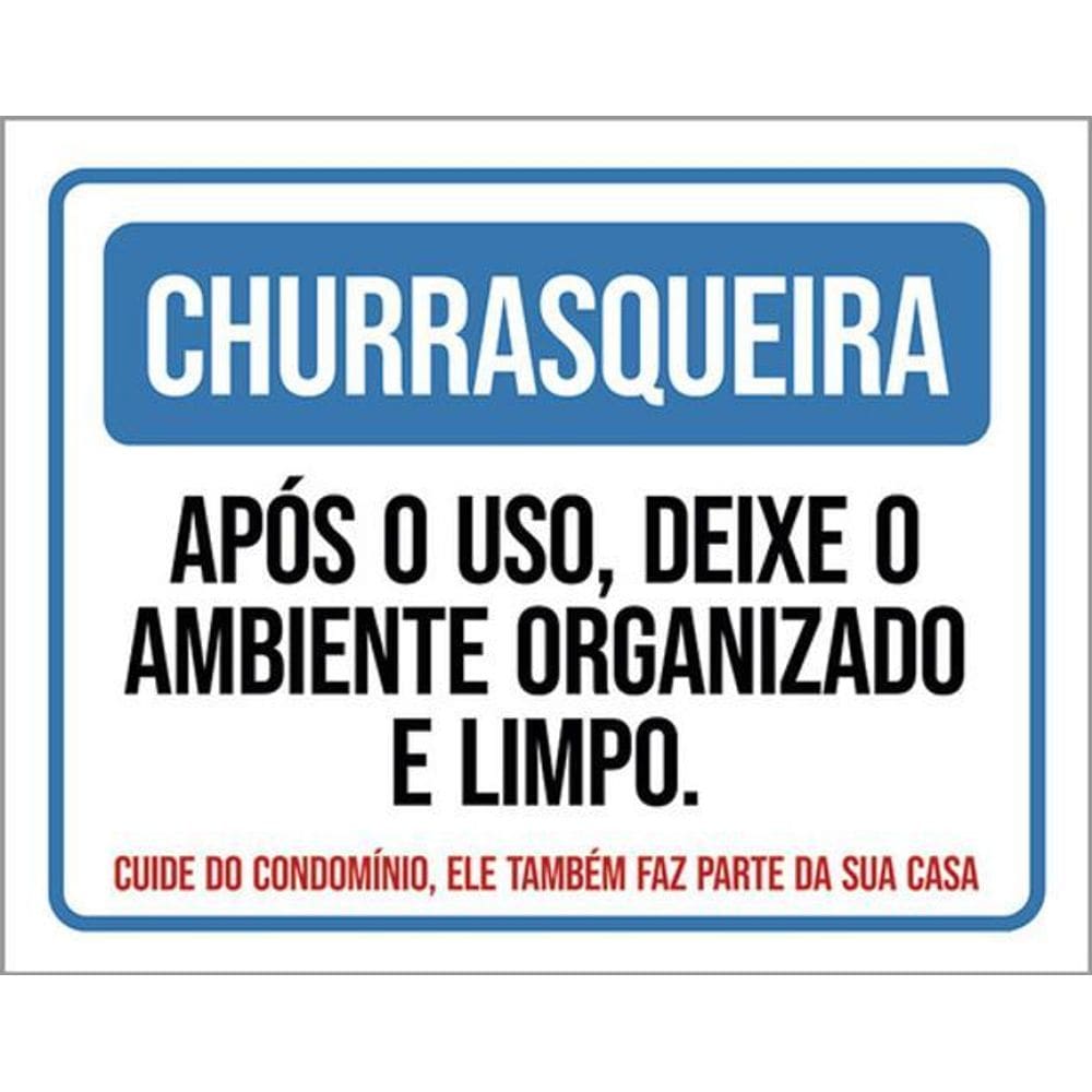 Kit 3 Placas Churrasqueira Uso Deixe Ambiente Organizado