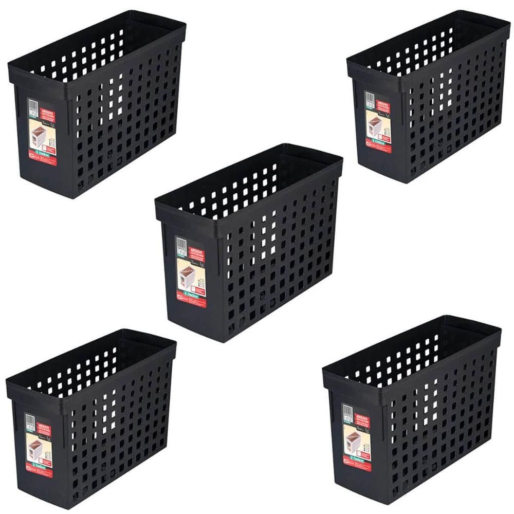 Kit 5 Arquivos Plástico 42x27cm Estreito Furação Preto Orden