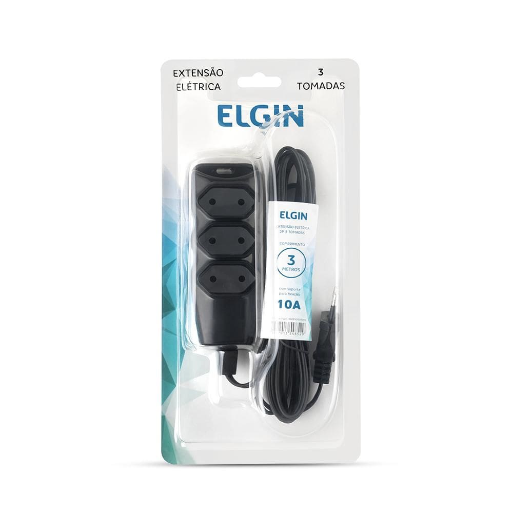 Extensão Elétrica 3 Tomadas 3 Metros 10A 250Vca 2P 0,75mm2