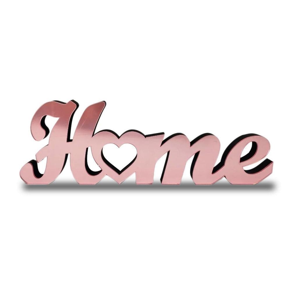 Palavra Home Decoração Mdf Com Acrílico Espelhado Rosê