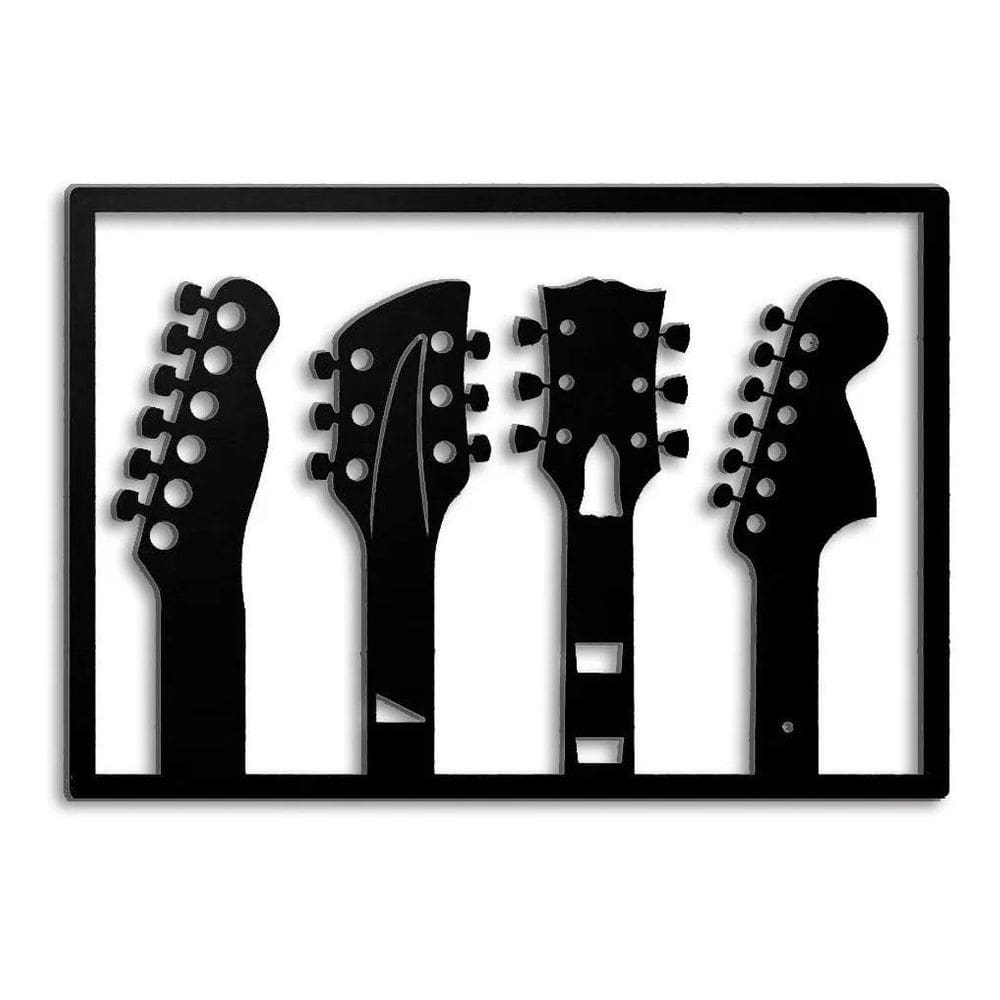 Quadro Instrumentos Musicais Mdf Guitarra Preto 40Cm 6Mm