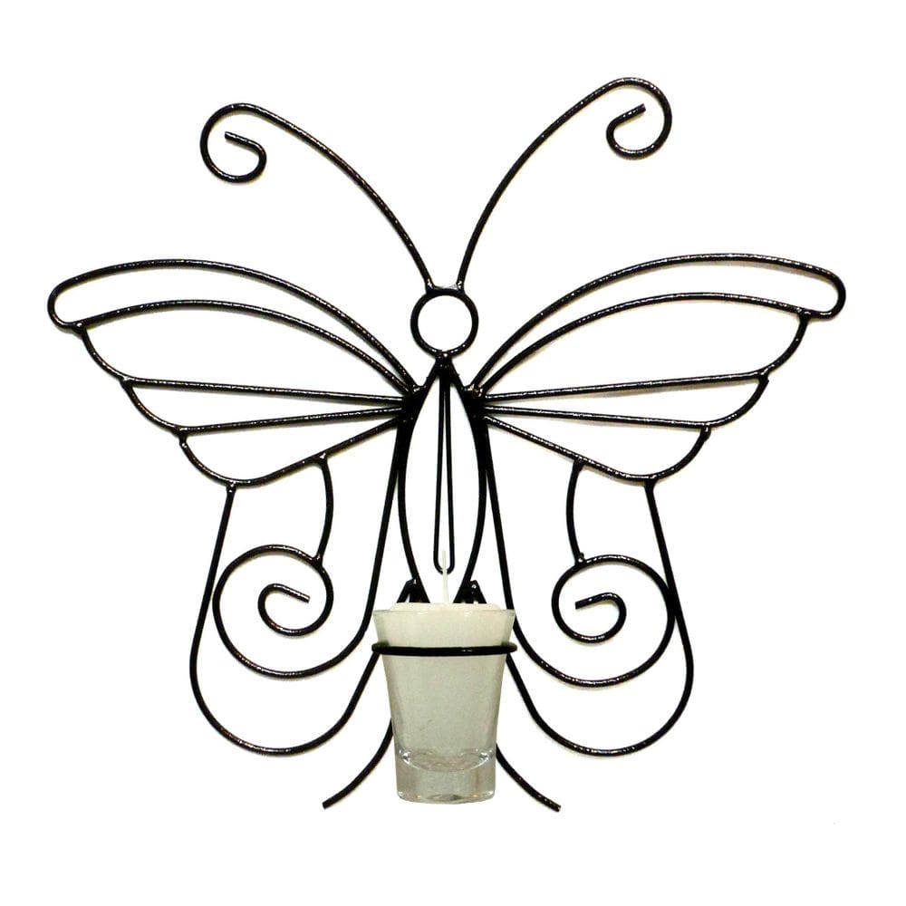Arandela Borboleta 30 Cm Vela Branca Castiçal Candelabro