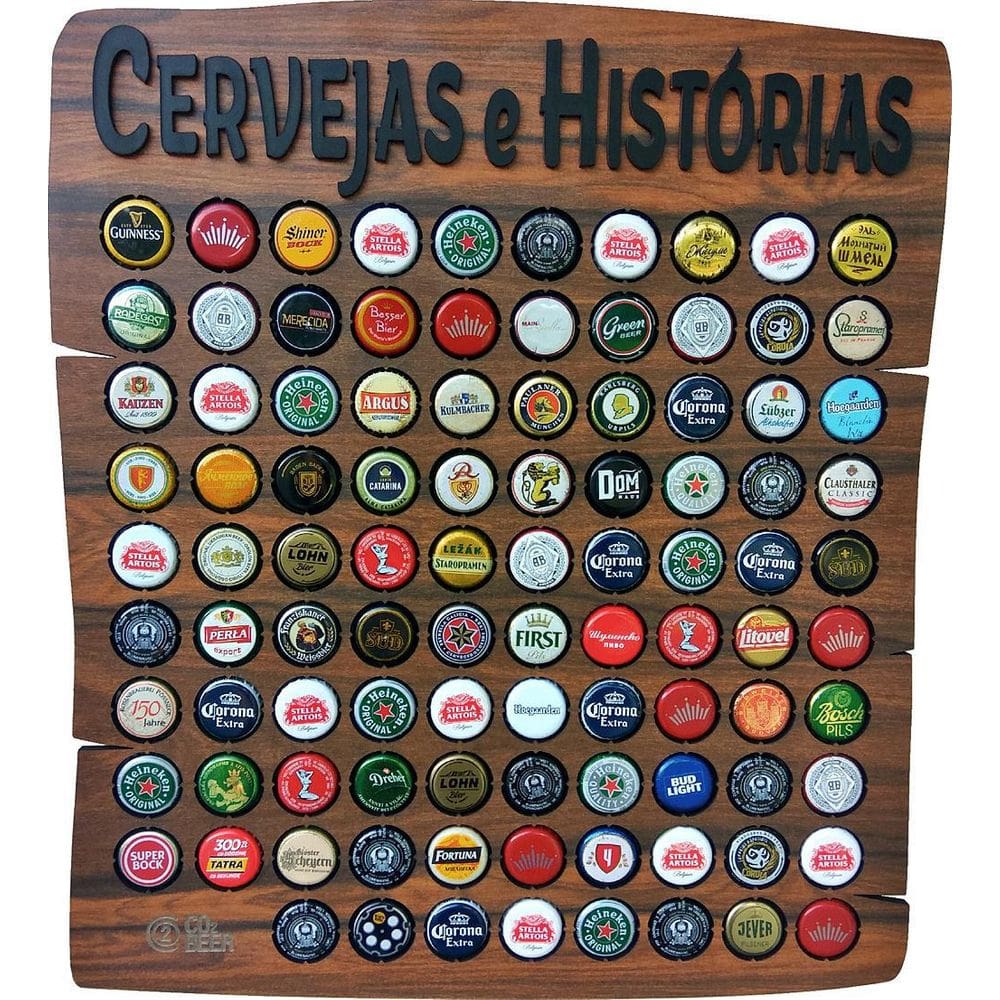 Quadro Decorativo Porta Tampinhas - Cervejas Histórias - 80