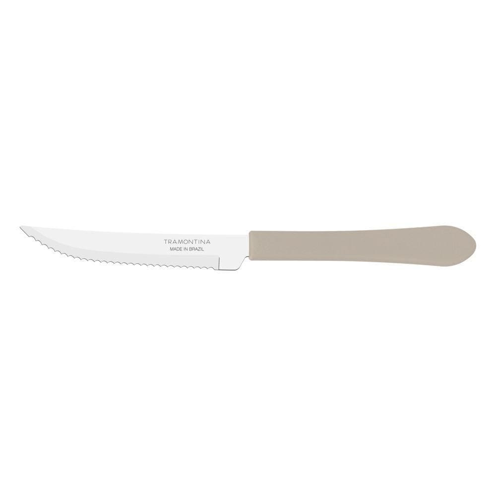 Kit 12 Faca Churrasco Tramontina Leme Inox Cinza 4\"