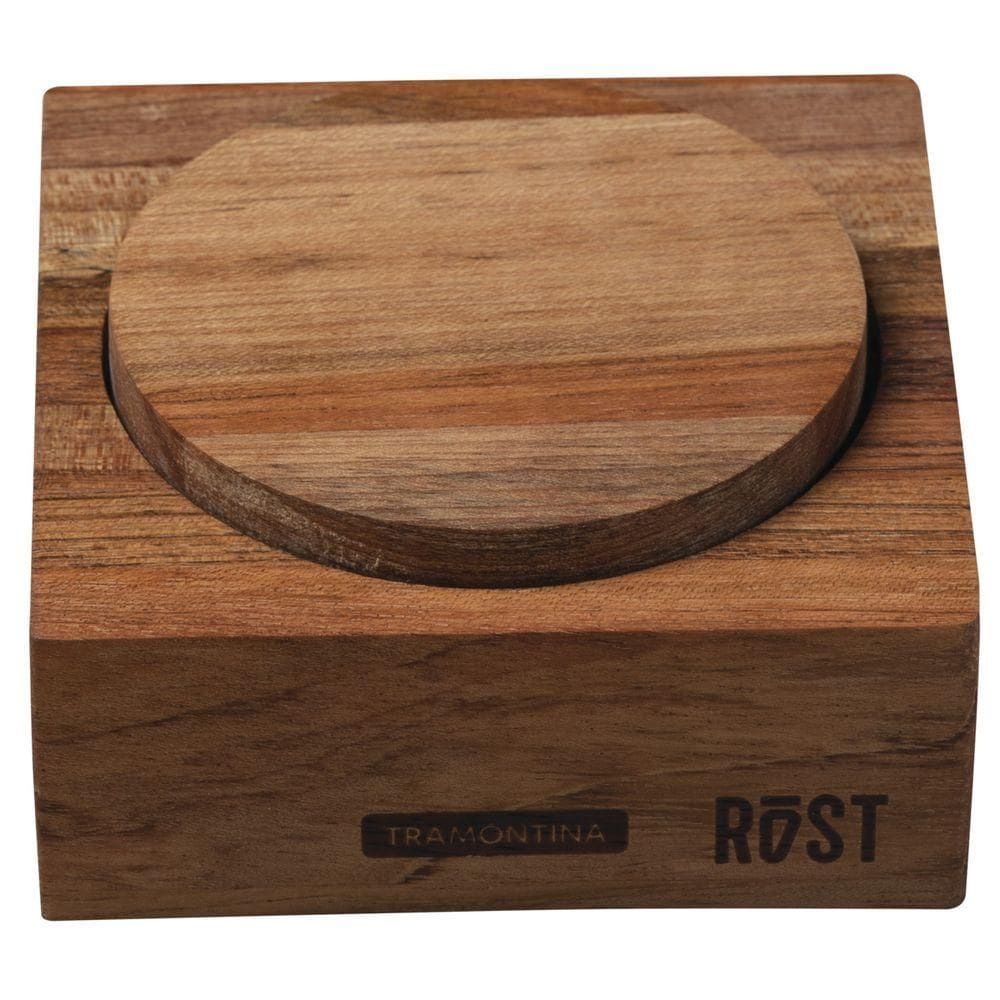 Fsc Saleiro Tramontina Rost Em Madeira Jatobá Mesclada Com Acabamento óleo 12,5x12,5 Cm