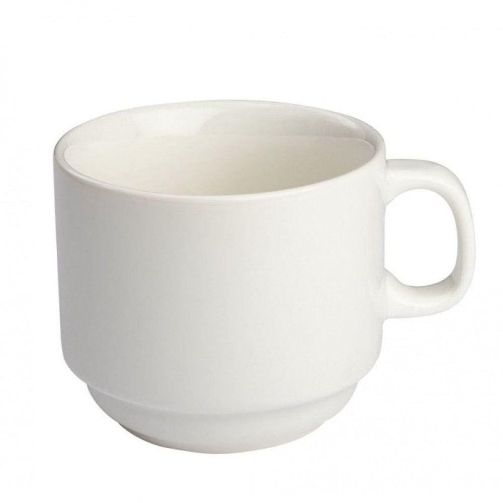 Jogo 45 Xicara De Cha Empilhavel 200 Ml Porcelana Branca