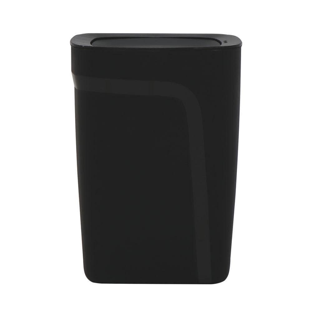 Lixeira Tramontina Compact Em Polipropileno Preto Com Tampa Basculante 10,5 L