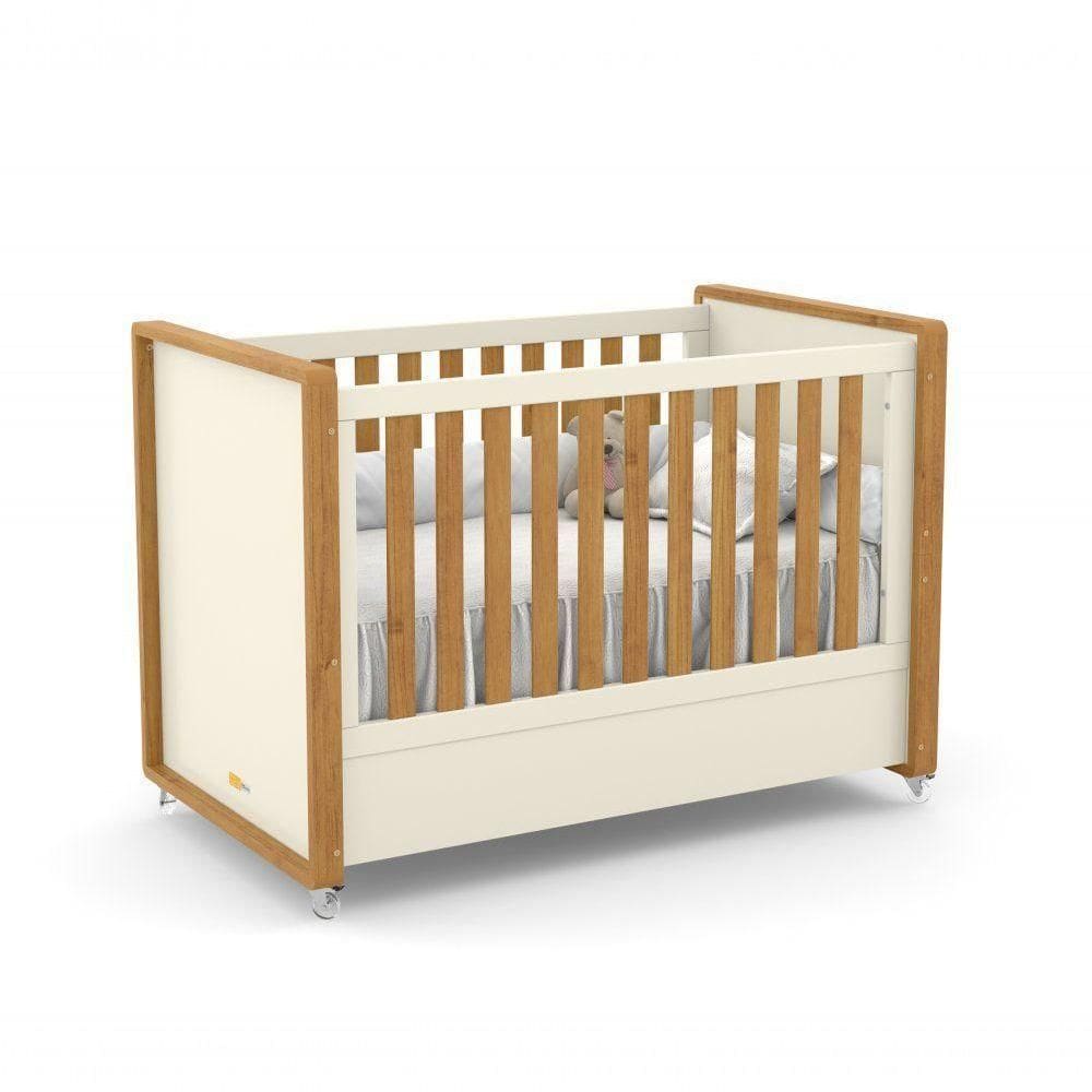 Berço Tutto New 100% Mdf Cor Off White/freijó - Matic Móveis