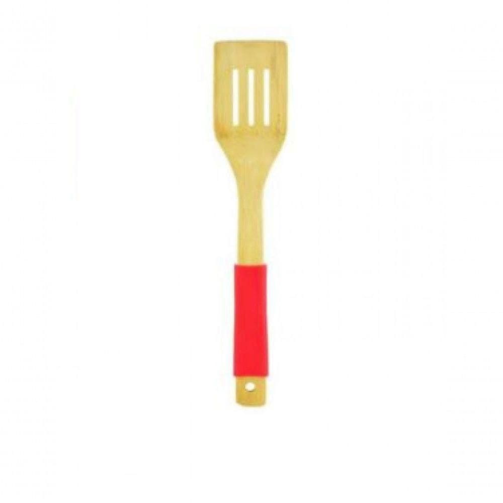 Espatula Vazada De Bambu 30 Cm Com Cabo Silicone - Wincy