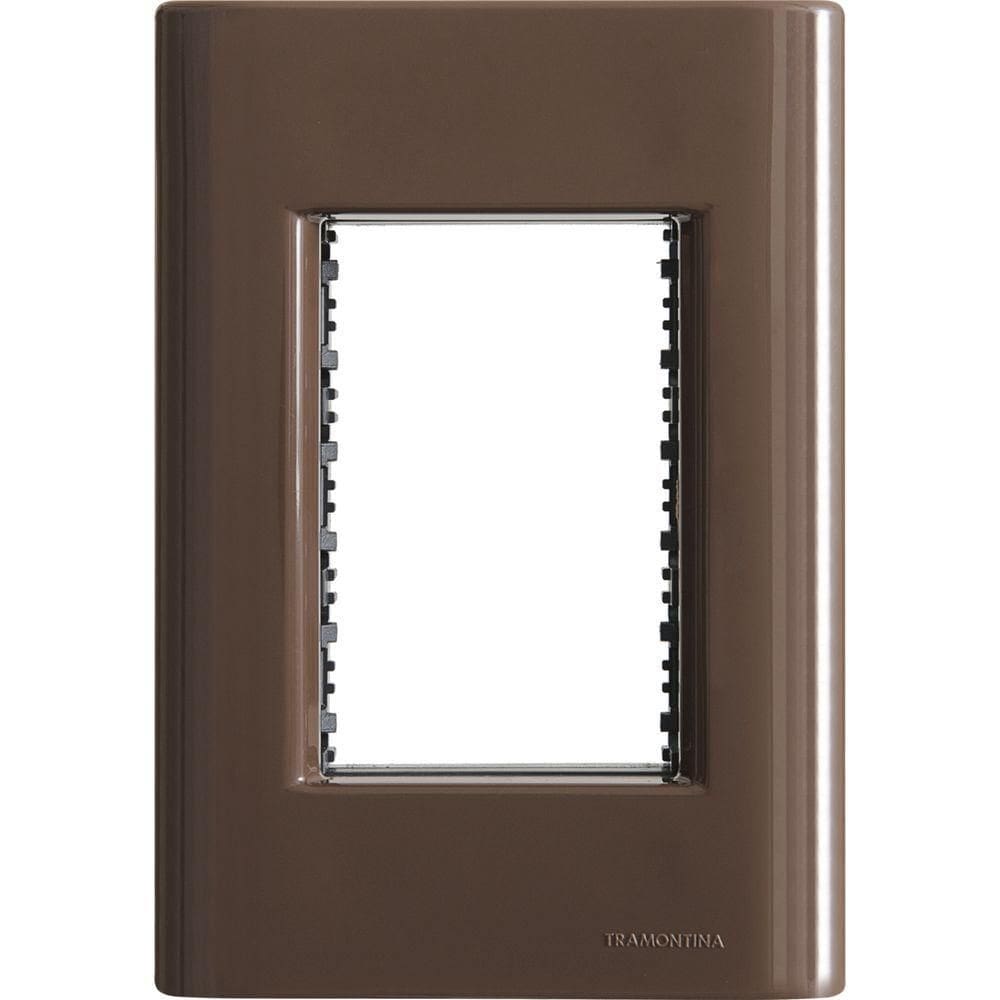 Placa 3 Postos 4x2 Tramontina Giz Madeira Com Suporte