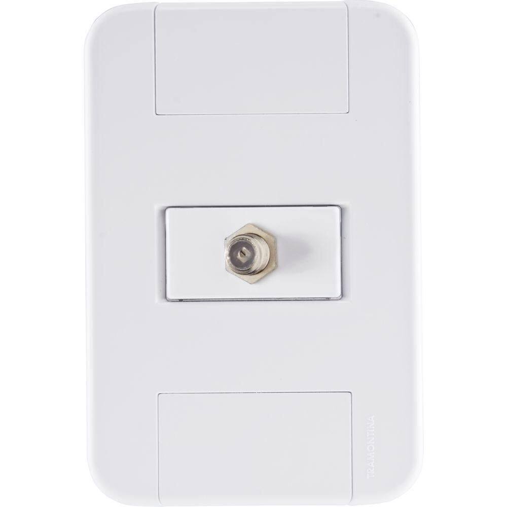 Conjunto 4x2 Com 1 Tomada Tv/sat Coaxial Tramontina Tablet Branco