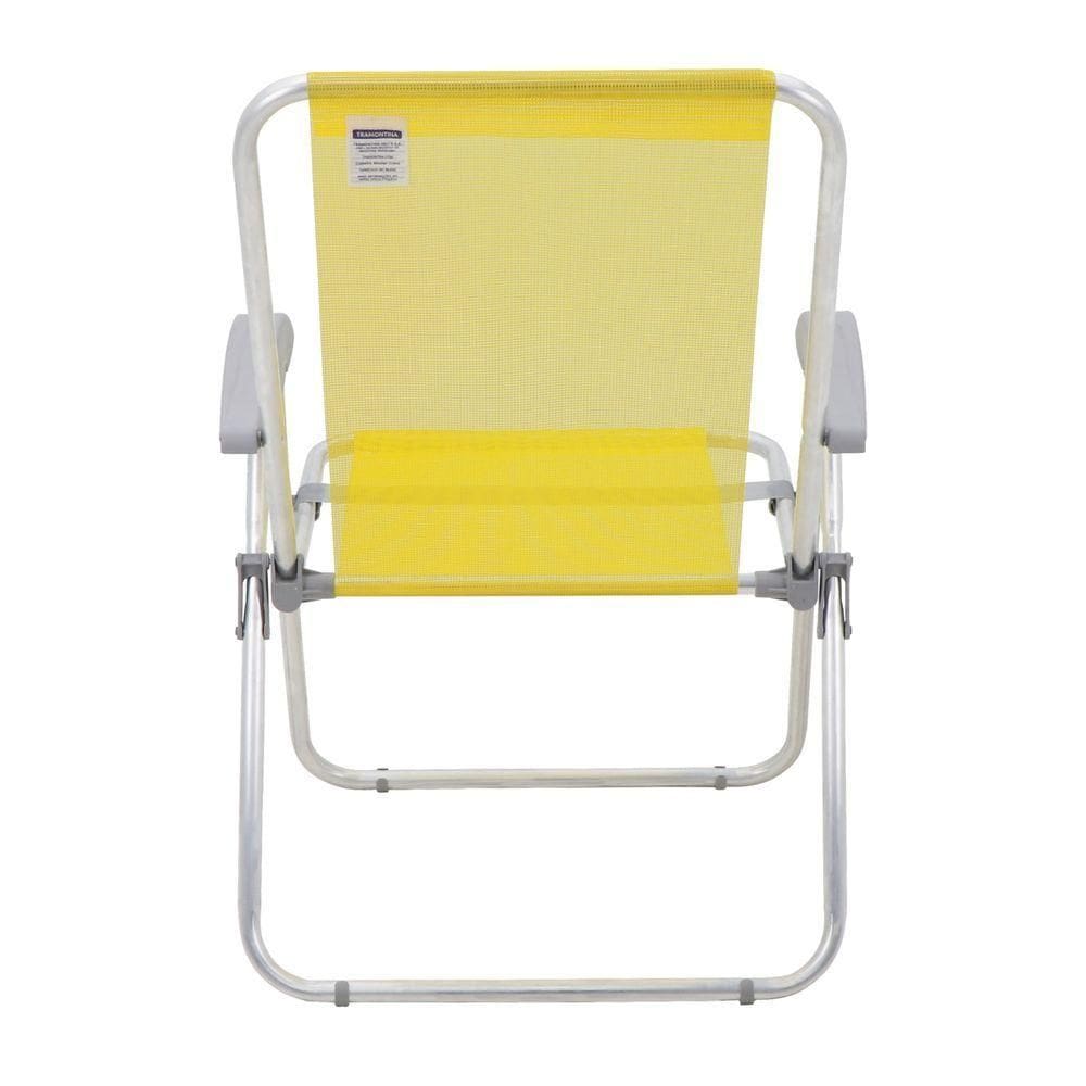 Cadeira De Praia Tramontina Creta Master Em Alumínio Com Assento Amarelo