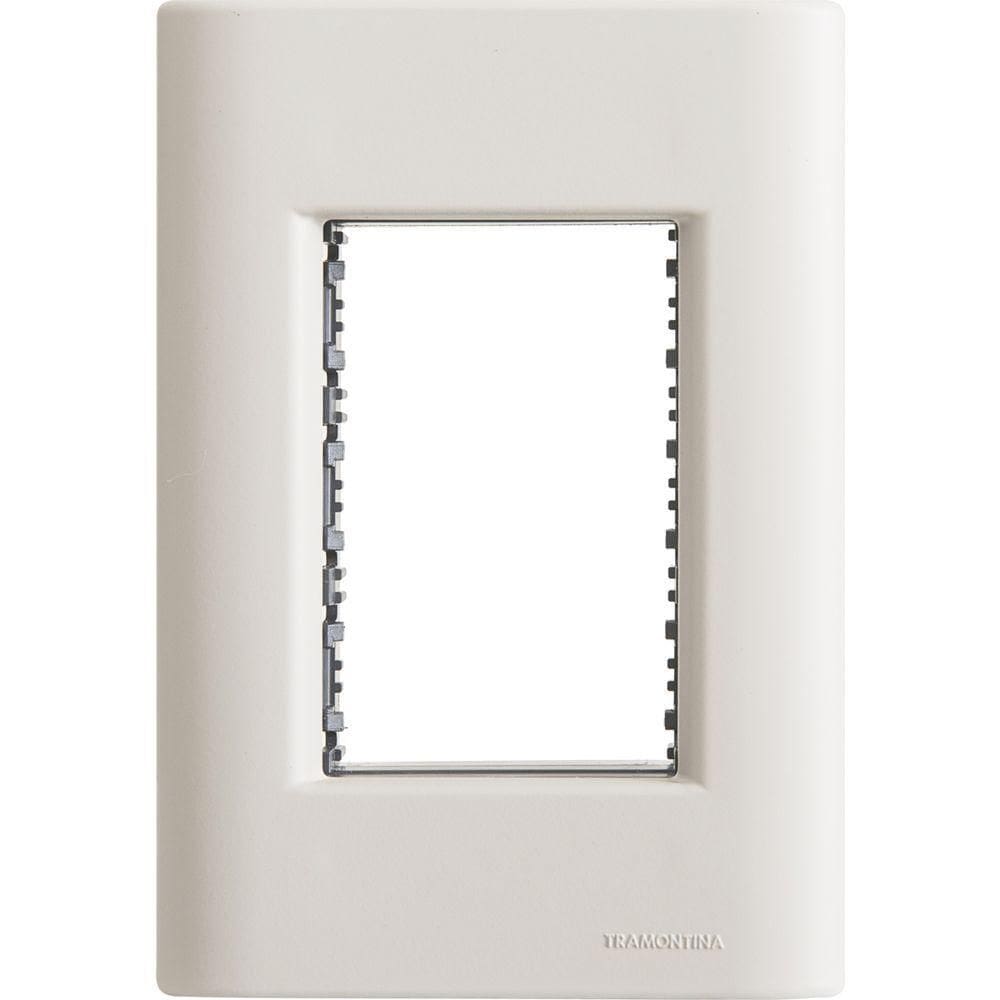 Placa 3 Postos 4x2 Tramontina Giz Branca Soft Touch Com Suporte