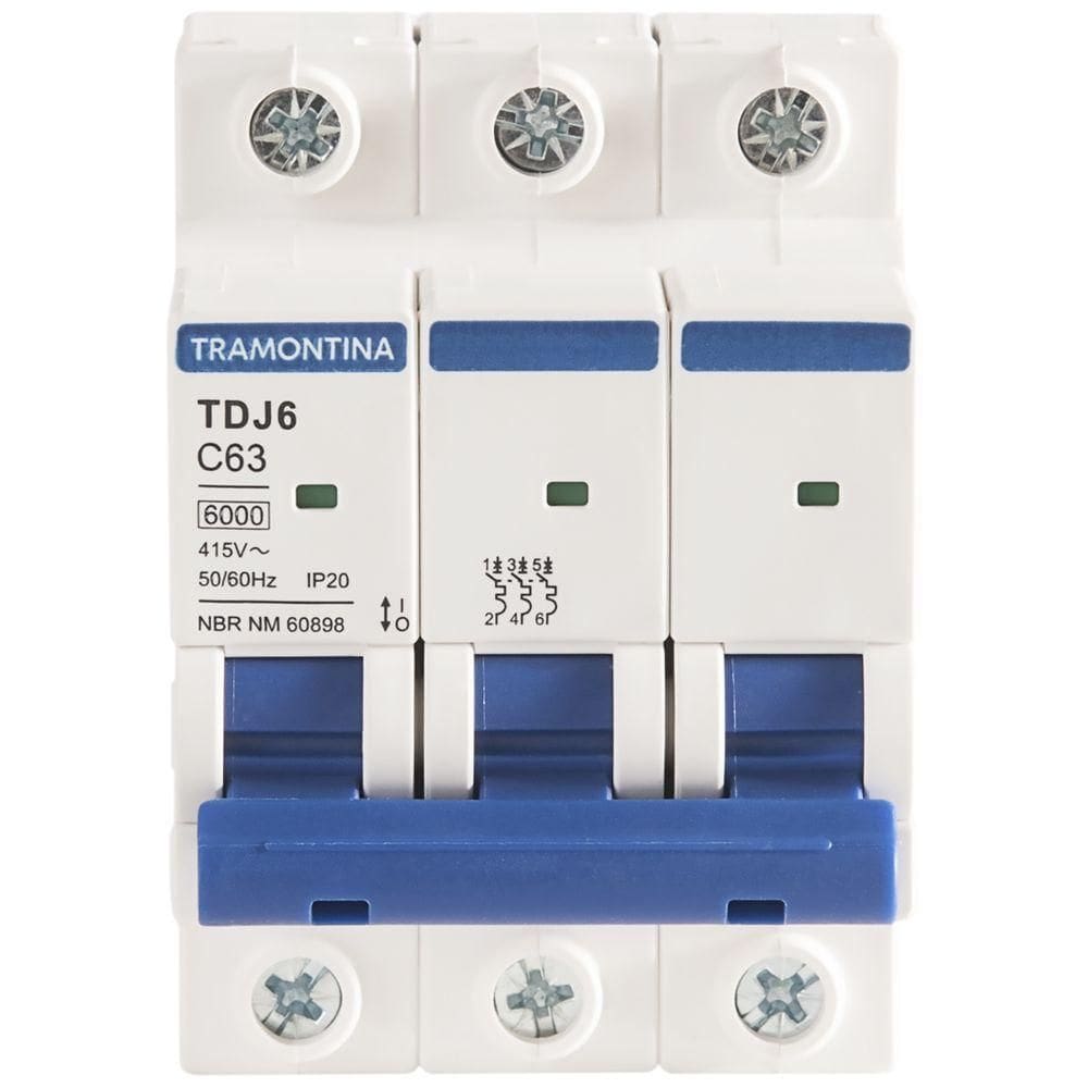 Minidisjuntor Tdj6ka 3 P 63 A Curva C Tramontina