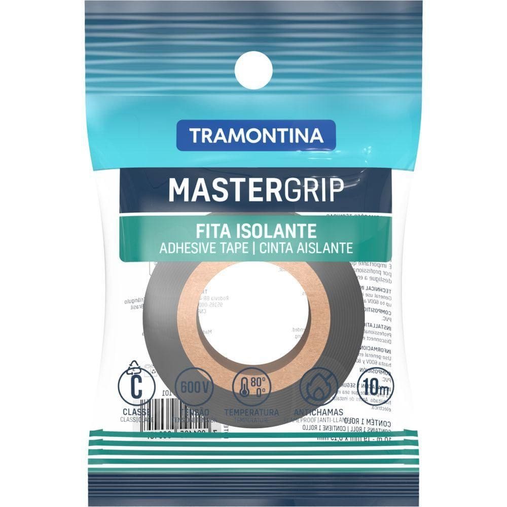 Fita Isolante Classe C 0,13x19 Mm Tramontina Preta 10 M Com Embalagem Flow-pack