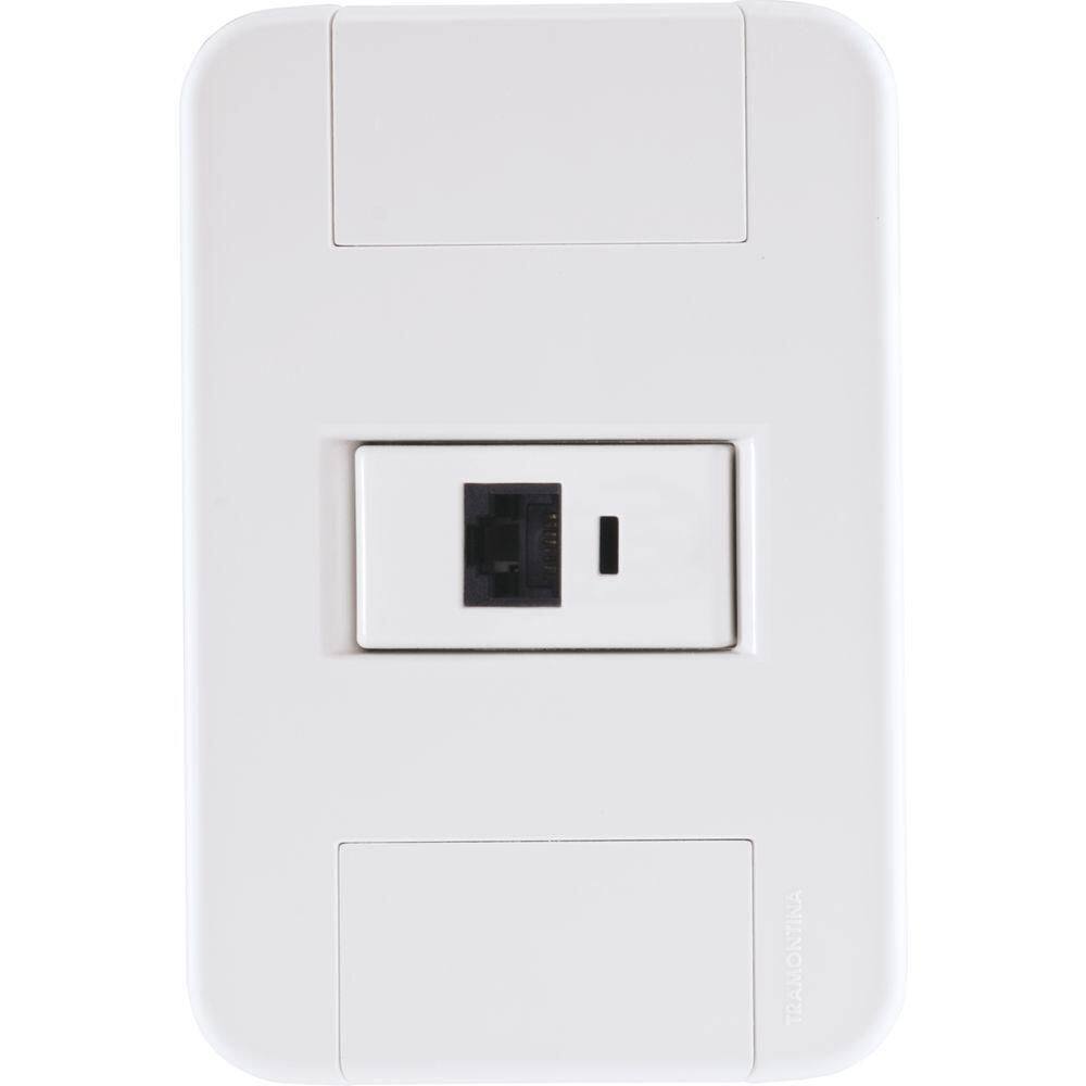 Conjunto 4x2 Com 1 Tomada Telefone Rj11 Tramontina Tablet Branco