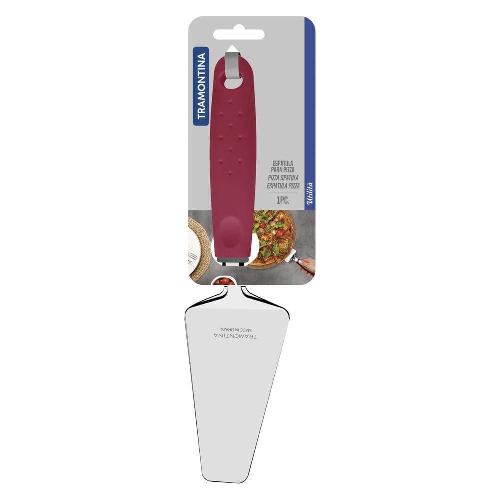 Espatula Para Pizza Tramontina Utilita Em Aço Inox Com Cabo De Polipropileno Vermelho