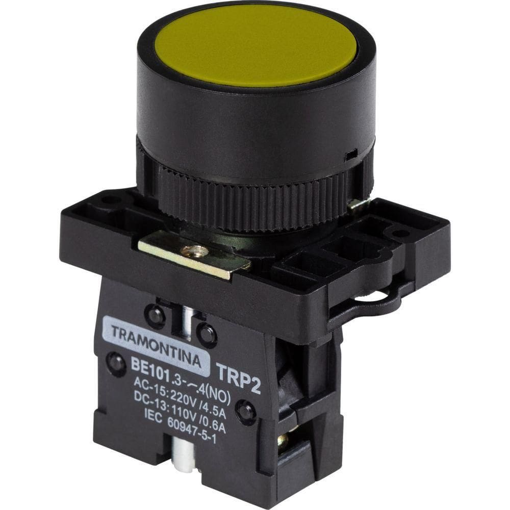 Botão De Impulso Tramontina Trp2-ea51 1na Amarelo Com Base De Plastico