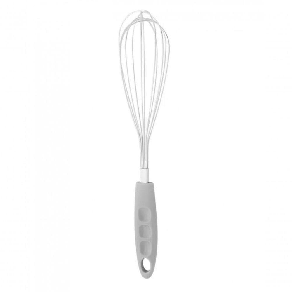 Batedor De Ovos Fouet Inox Cabo Plástico Cinza 30,5cm - Lyor