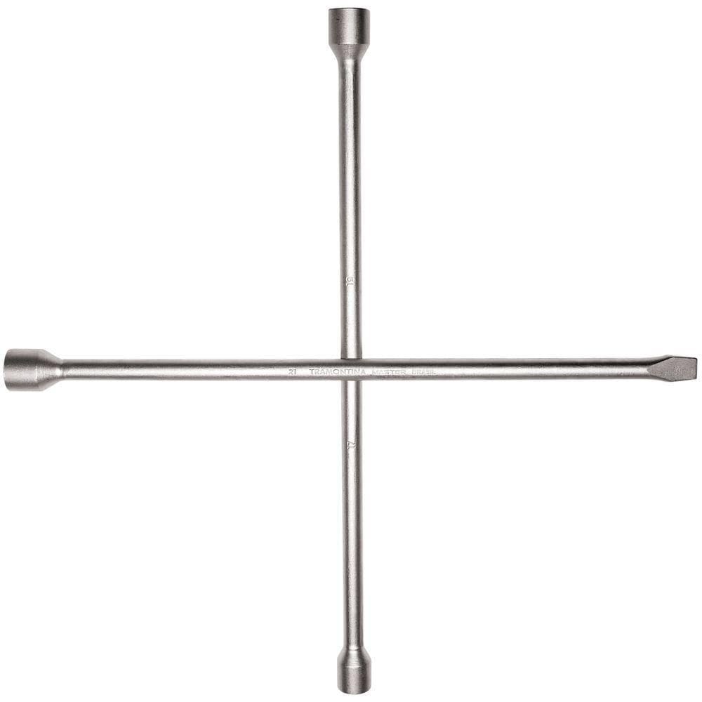 Chave De Roda Tipo Cruz Tramontina Com Corpo Forjado Em Aço Especial 17x19x21 Mm Com Espátula