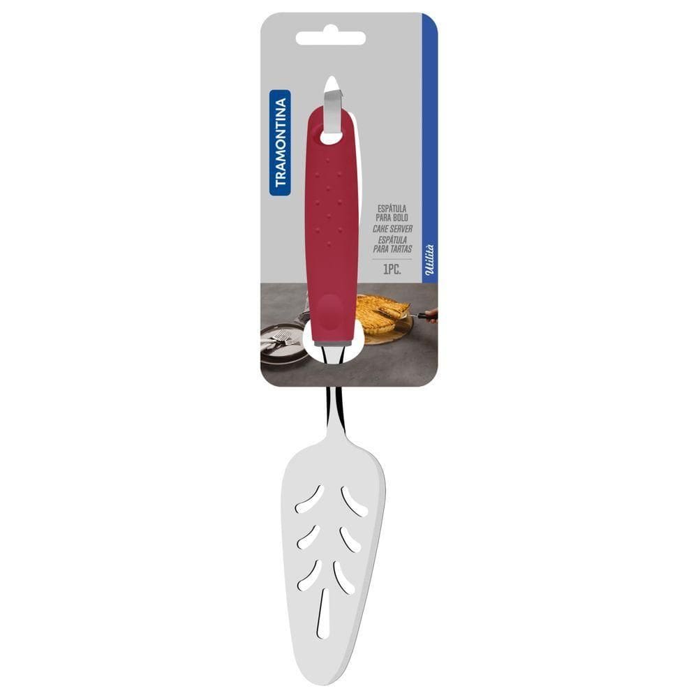 Espatula Para Bolo Tramontina Utilita Em Aço Inox Com Cabo De Polipropileno Vermelho
