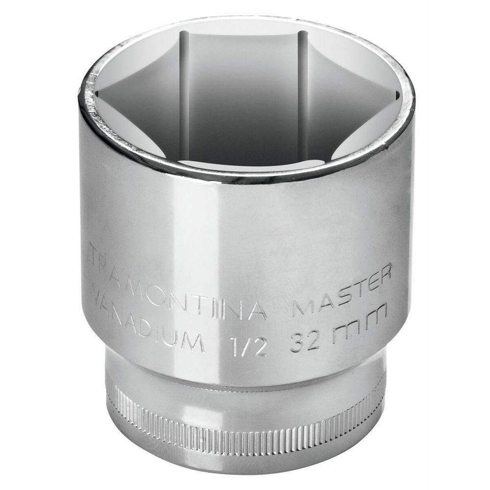 Soquete Sextavado 17 Mm Encaixe 1-2\" Tramontina Em Aço Cromo Vanadio Com Acabamento Cromado