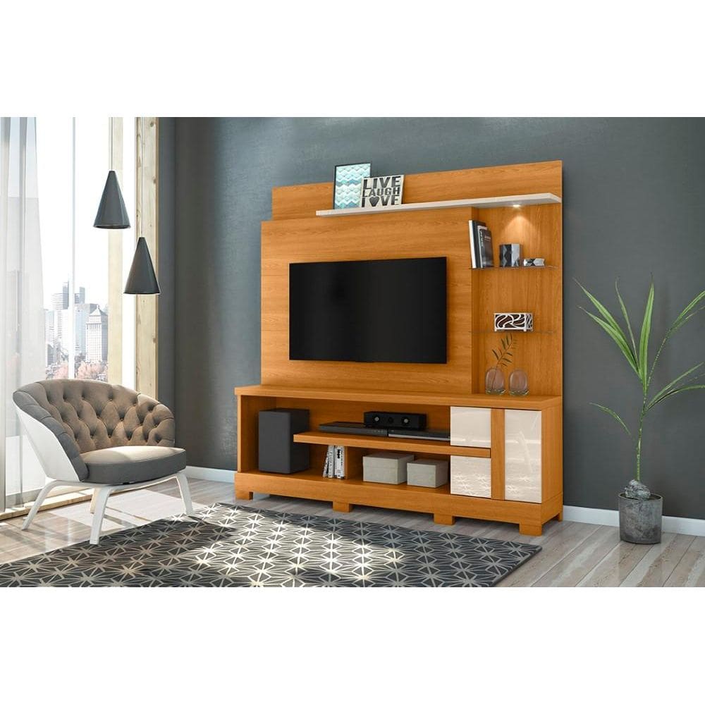 Home Theater Alan para TV de até 55 polegadas COM PÉS- Cinamomo / Off White - Madetec