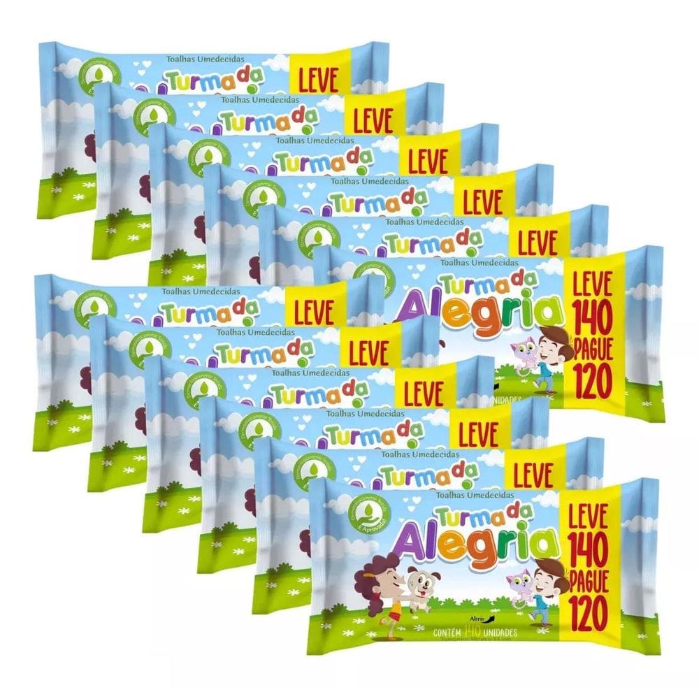 Kit C/12 Lenço Umedecido Turma da Alegria - Leve 140 Pague 120