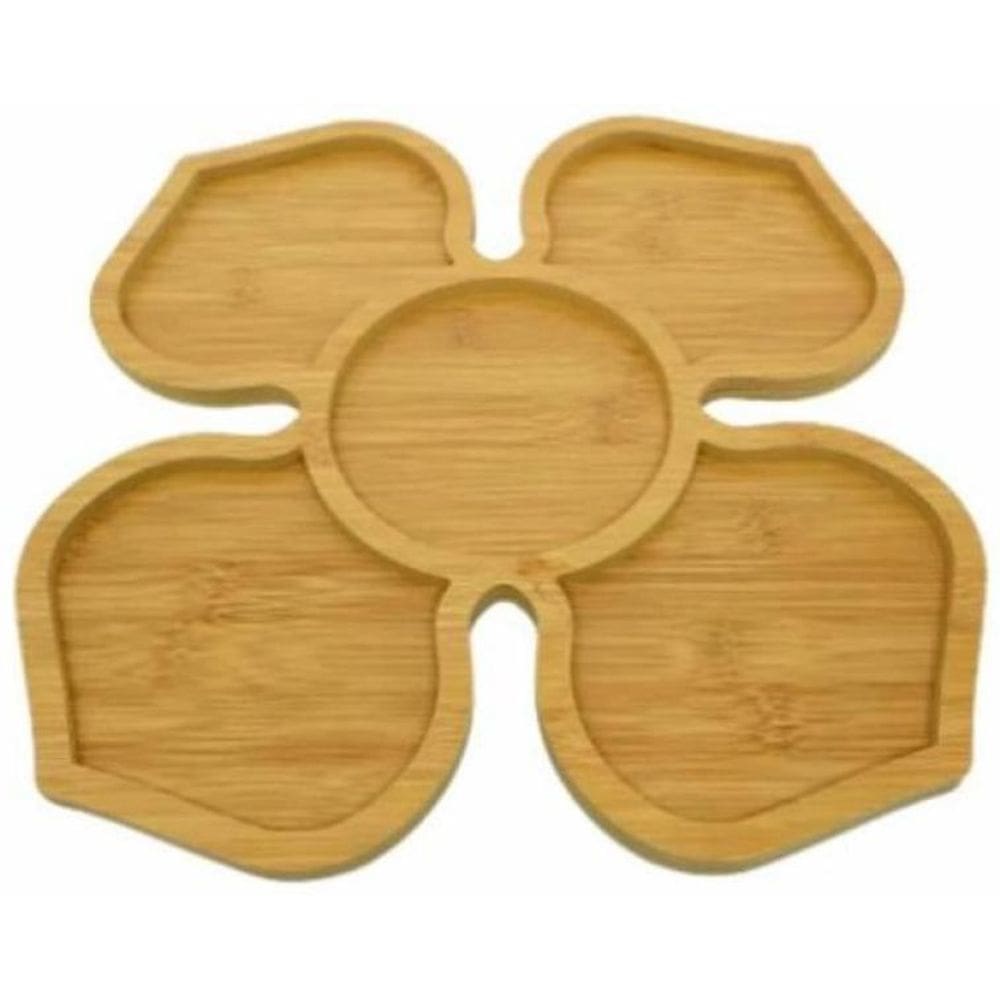 Petisqueira Bambu Flor Com 5 Divisórias 30X30Cm