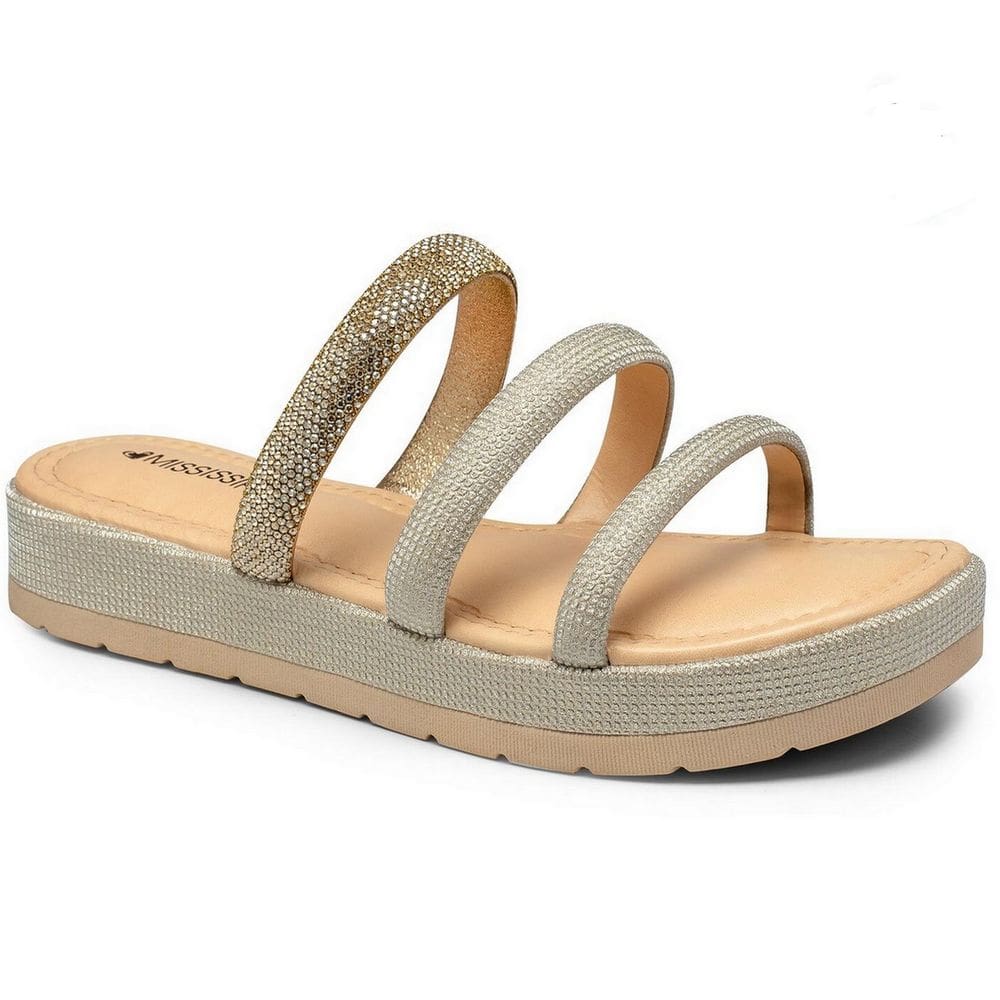 Rasteira Feminina Papete Calce Fácil Strass Mississipi MB811